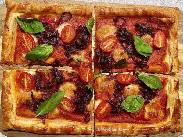 Puff pastry pizza tart